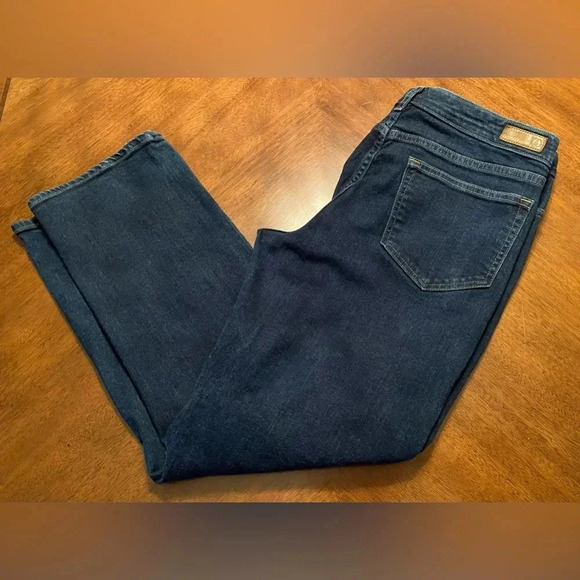 Lands’ End Women’s Straight Leg High-rise Stretch Dark Wash Blue Jeans 14P EUC - Picture 9 of 10